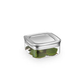 Pote Hermético Quadrado Vedação Tripla Pote P Tampa Cromado Fosco - 425ml - Ela Decora